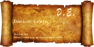 Danics Ervin névjegykártya